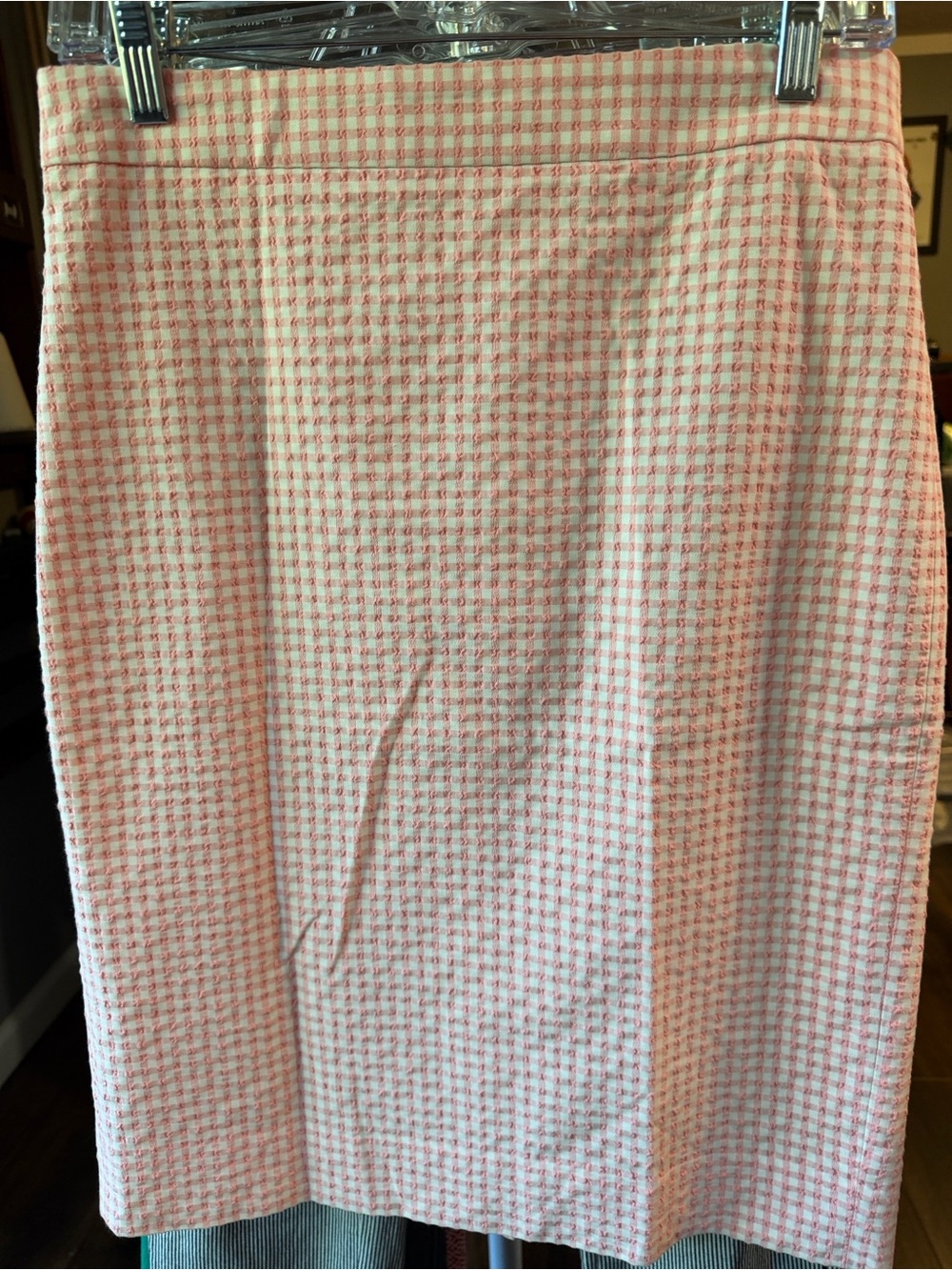 J. Crew Pink Gingham Pencil Skirt
